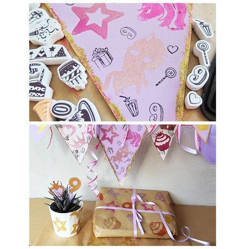 Razítka Aladine Creative Stamp, 35 ks - Narozeniny