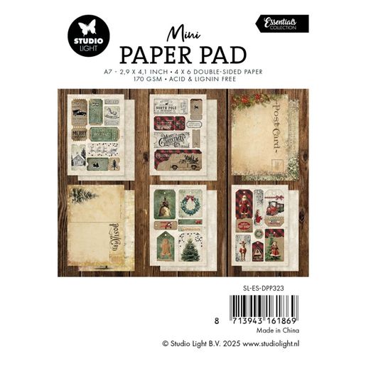 Mini kreativní blok Studio Light "Happy Holidays", A7, 24 l. - Santovy Vánoce