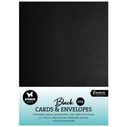 Přání a obálky Studio Light, 5"x7" (12,7x17,8 cm), 10 ks - černé
