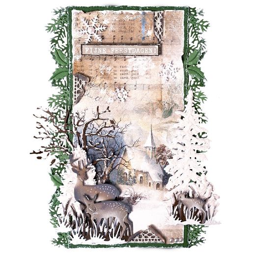 Vyřezávací šablony Studio Light "Vintage Christmas", 19 ks - Srnky v zimě