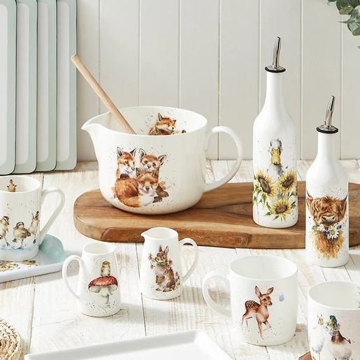 Porcelánové láhve na ocet a olej Wrendale Designs, sada 2 ks - Husa a kráva