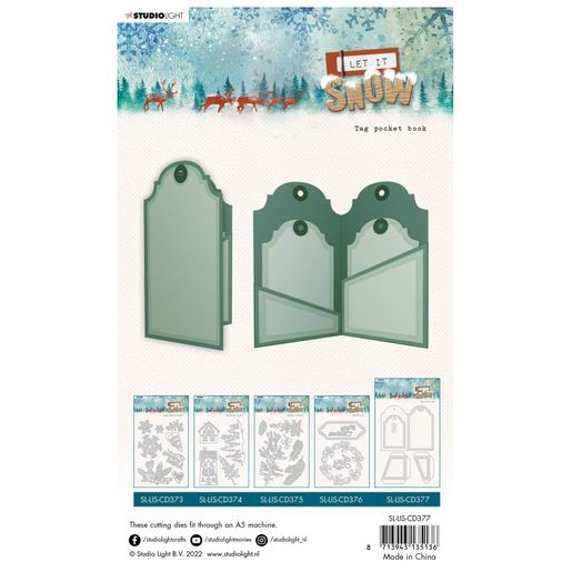 Vyřezávací šablony Studio Light "Let it Snow, 12 ks - Otevírací visačka