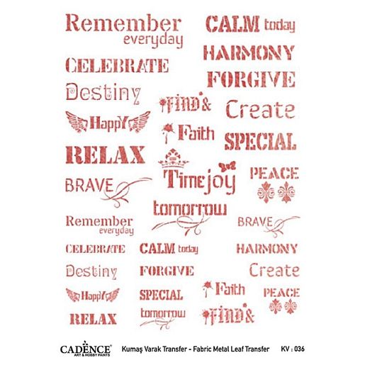 Transferový obrázek na textil Cadence, A3 - Měděné nápisy 2