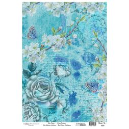 Rýžový papír Cadence - Blankytné růže - VYBERTE VELIKOST