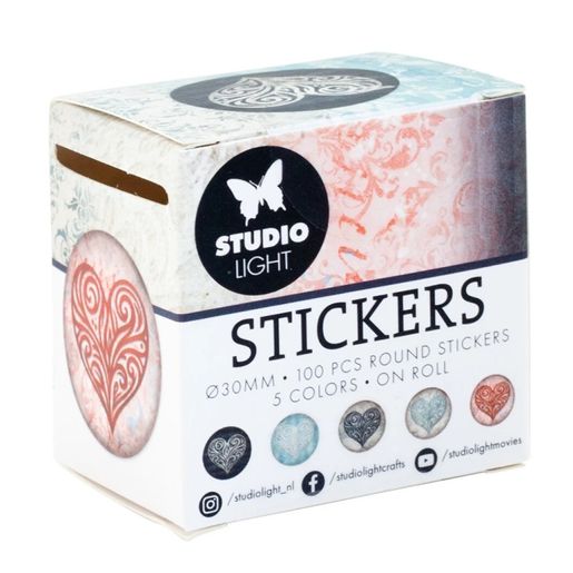 Samolepky Studio Light, 100 ks - Vintage srdíčka