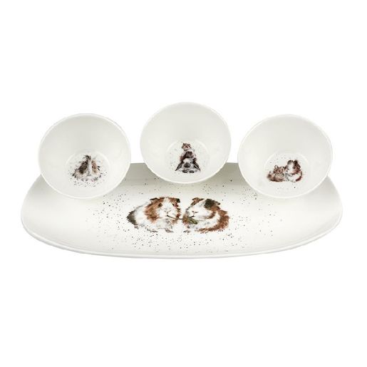 Porcelánové misky a podnos Wrendale Designs - Morčata