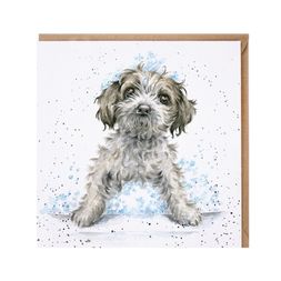 Přání Wrendale Designs "Bubbles and Barks ", 15x15 cm - Pes, štěně v bublinkách