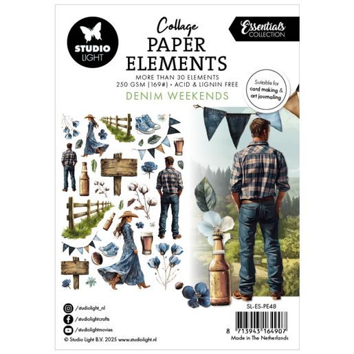 Papírové výseky Studio Light "Denim Weekends", 36 ks - Víkend v džínech