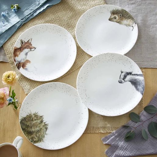 Jídelní porcelánové talíře Wrendale Designs, 4 ks - Lesní zvířata