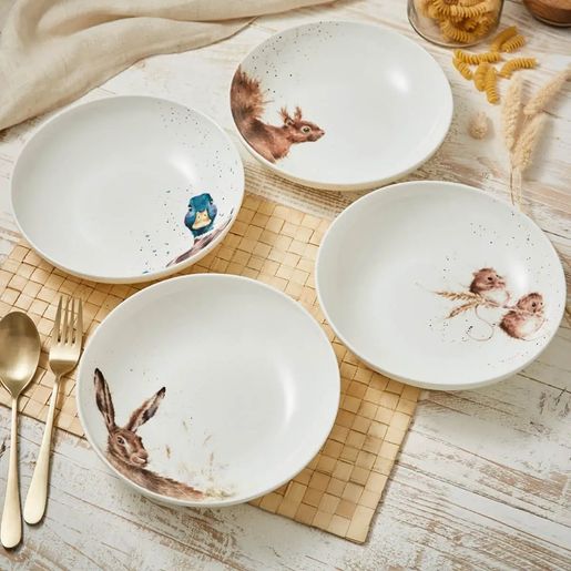 Porcelánové misky na těstoviny Wrendale Designs, 4 ks - Polní a lesní zvířata