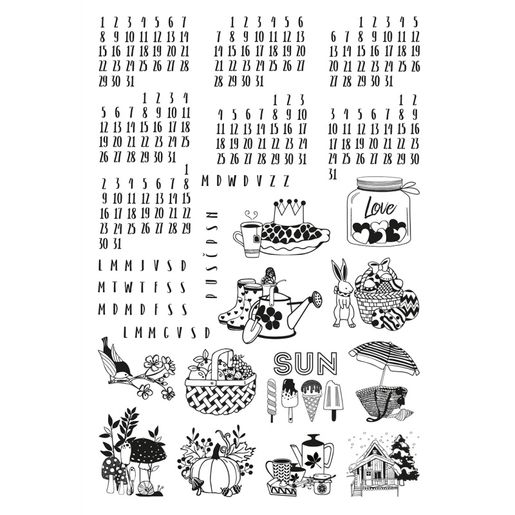 Diářová razítka Aladine Stampo Bullet Journal, 25 ks - Kalendárium