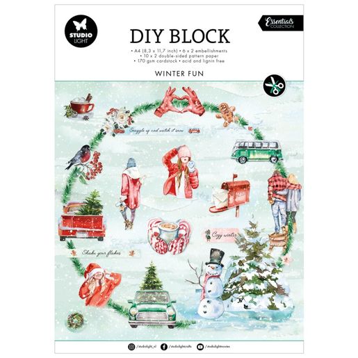 DIY Blok s výseky Studio Light "Winter Fun", A4, 32 l. - Zimní radovánky