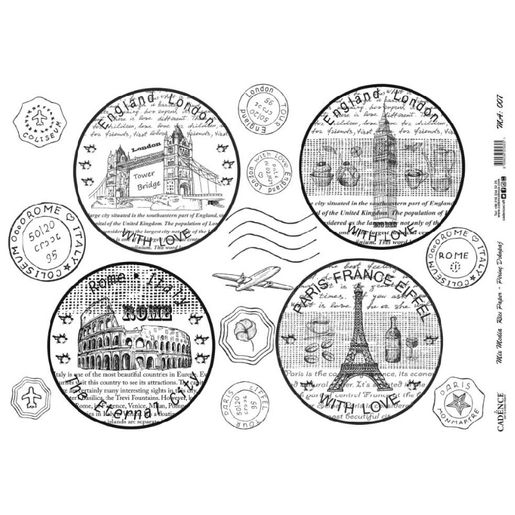 Rýžový papír Cadence - Černobílé metropole - VYBERTE VELIKOST