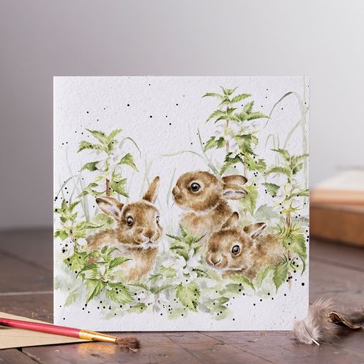 Přání Wrendale Designs "Spring Hares", 15x15 cm - Zajíci