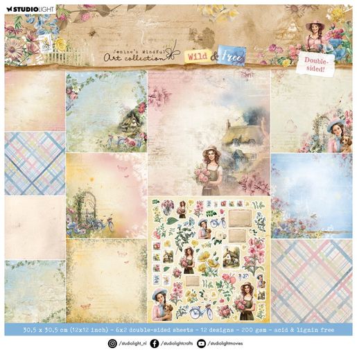 Scrapbookový blok Studio Light "Wild & Free", 30,5x30,5 cm, 12 l.