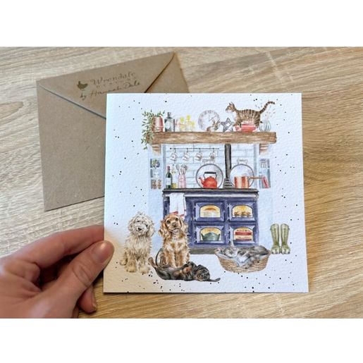 Přání Wrendale Designs "Country Kitchen", 15x15 cm - Mazlíčci v kuchyni