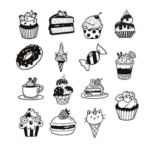 Dřevěná razítka Aladine Stampo Lovely, 15 ks - Dortíky