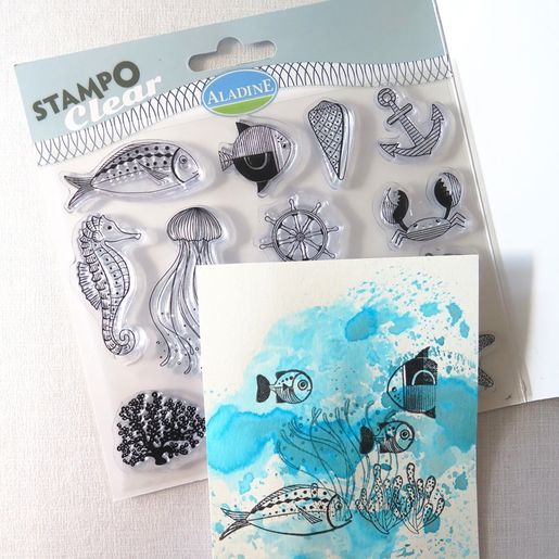 Gelová razítka Aladine Stampo Clear, 15 ks - Mořský svět