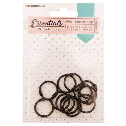Knihařské kroužky Studio Light, o 23 mm, 12 ks - černé