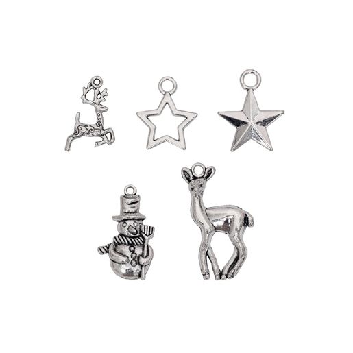 Kovové přívěsky Studio Light, 10 ks - Stříbrné Vánoce