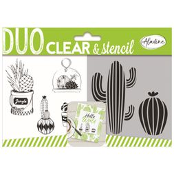 Gelová razítka se šablonou Aladine Duo Clear, 5 ks - Kaktusy