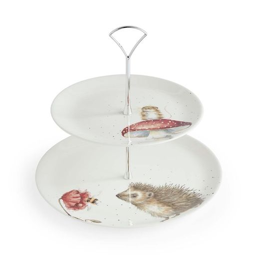 Porcelánový etažér Wrendale Designs, 2 patrový - Ježek a myška