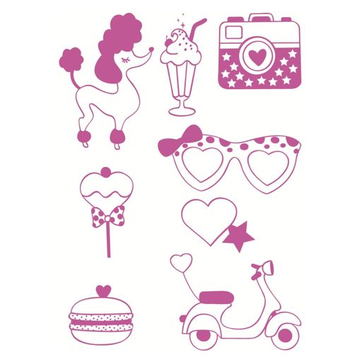 Razítka na textil Aladine Stampo T-Shirt, 8 ks - Párty pro holky