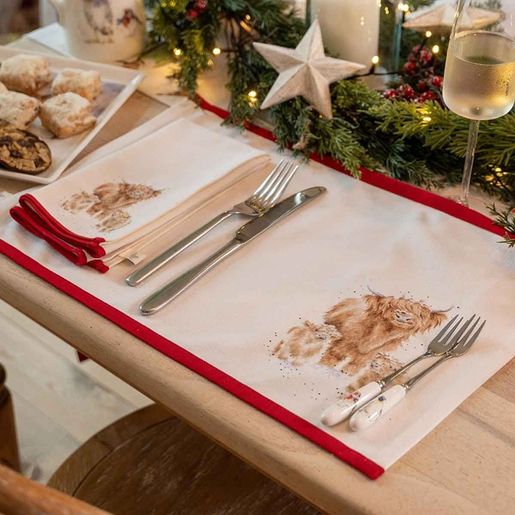 Látkové prostírání Wrendale Designs "Winter Woodland", 4 ks - Vánoční zvířátka