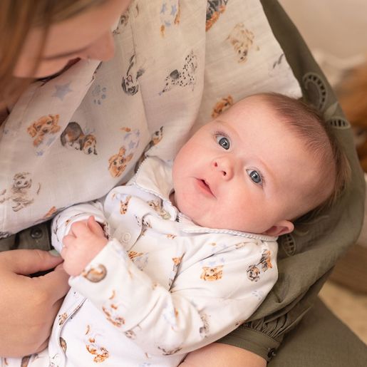 Mušelínové plenky Wrendale Designs "Little Paws", 2 ks - Štěňátka