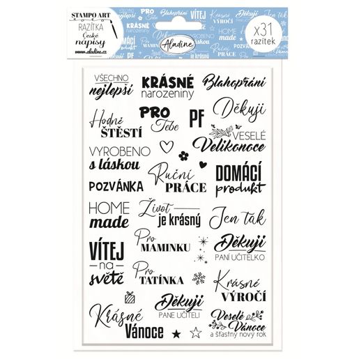 Razítka Aladine Stampo Art, 31 ks - České nápisy