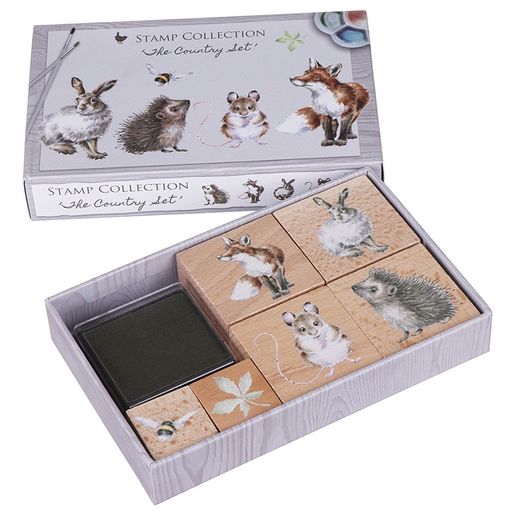 Dřevěná razítka Wrendale Designs "The Country Set", 6 ks - Lesní zvířata