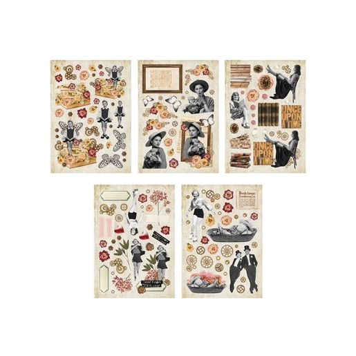 Blok s papírovými výseky Studio Light "Grunge", A5, 20 l. - Rozkvetlé retro