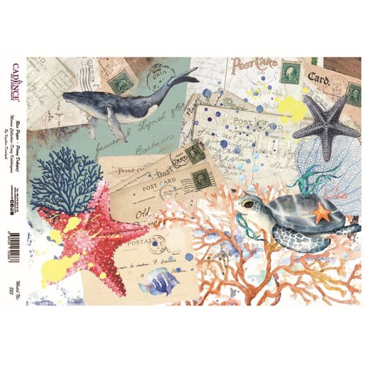 Rýžový papír Cadence - Pohled s velrybou - VYBERTE VELIKOST