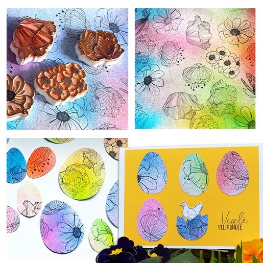 Dekorační razítka Aladine Stampo Decor, 8 ks - Kytičky