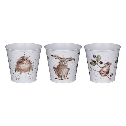 Květináče Wrendale Designs "Country Animal", 3 ks - Zajíc, myška, ptáček
