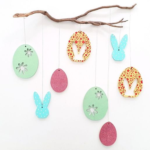 Dřevěný výřez k dekoraci Gomille, závěsný, 4,3x6 cm - Vajíčko, mini