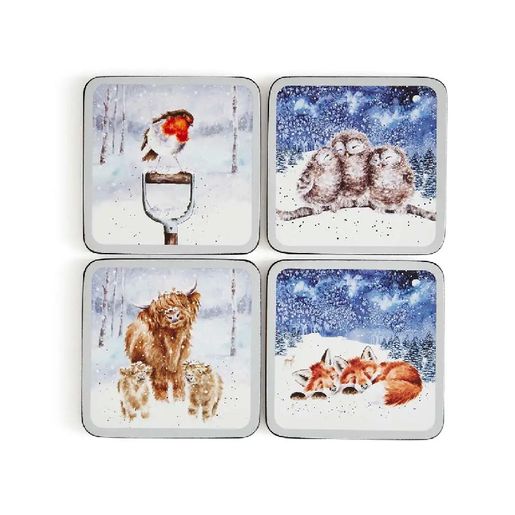 Vánoční korkové podtácky Wrendale Designs "Winter Sky", 4 ks