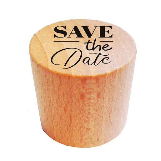 Dřevěné razítko Aladine, kulaté, 3 cm - Save the Date