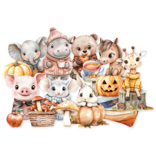 Papírové výseky Studio Light, 18 ks - Podzimní zvířátka