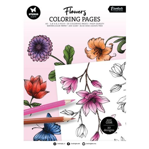 Omalovánky Studio Light, A5, 20 l. - Květiny