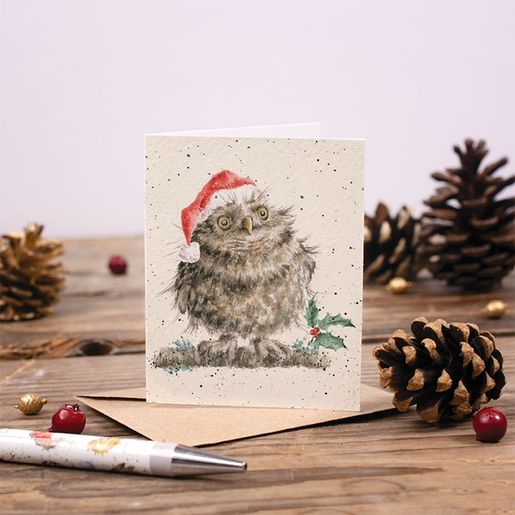 Dárková kartička Wrendale Designs "Christmas Owl" - Sova, vánoční