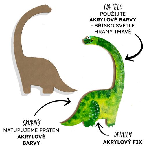 Dřevěný výřez k dekoraci Gomille, 18x29 cm - Diplodocus