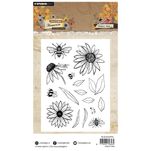 Gelová razítka Studio Light "Sweet Bee Memories", 16 ks - Včely a třapatky