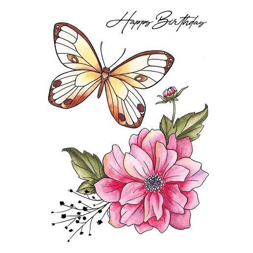 Gelová razítka Studio Light "Blooming Butterfly", 7 ks - Narozeninový motýl