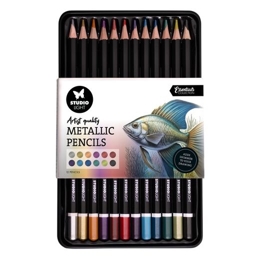 Metalické pastelky Studio Light, 12 ks