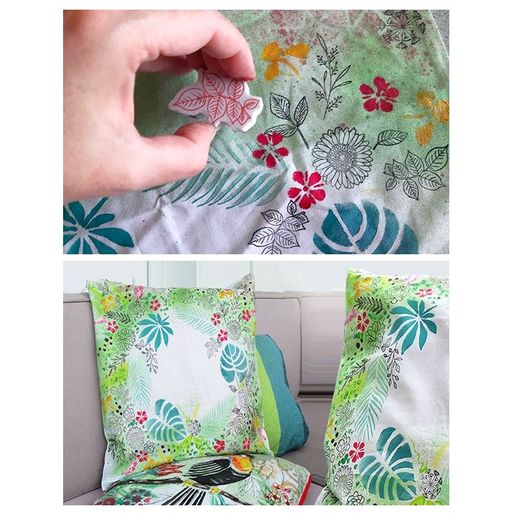 Razítka na textil Aladine Stampo Textile, 19 ks - Květiny a lístečky