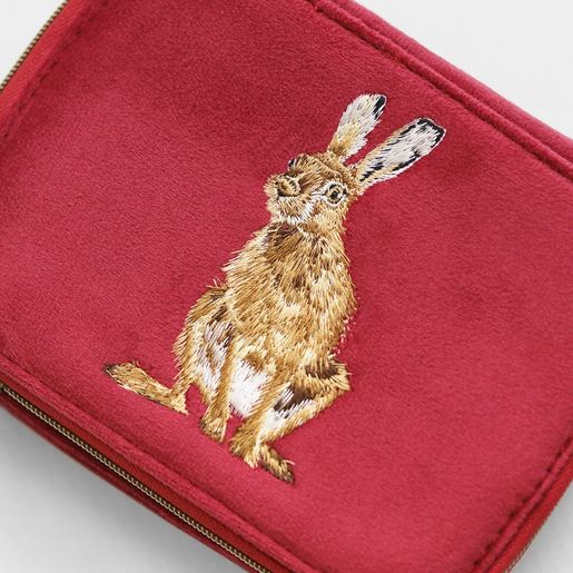 Vyšívané cestovní pouzdro na šperky Wrendale Designs "Golden Hour" - Zajíc