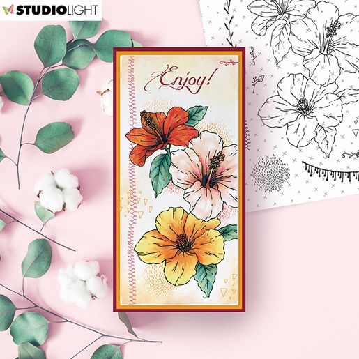 Gelová razítka Studio Light "Hibiscus", 10 ks - Ibišek