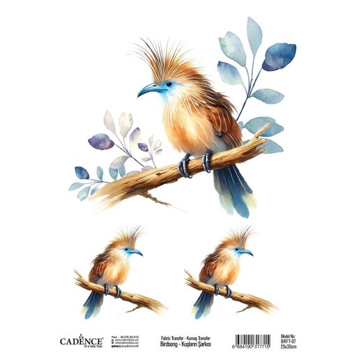 Transferový obrázek na textil Cadence, 25x35 cm - Pták s modrým zobákem