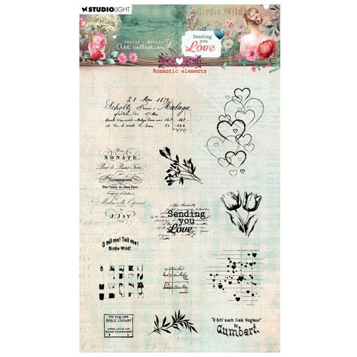 Gelová razítka Studio Light "Sending You Love", 13 ks - Retro romance